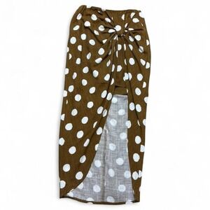 Forever 21 Brown White polka dot tie knot waist mini skirt coverup combo Size S